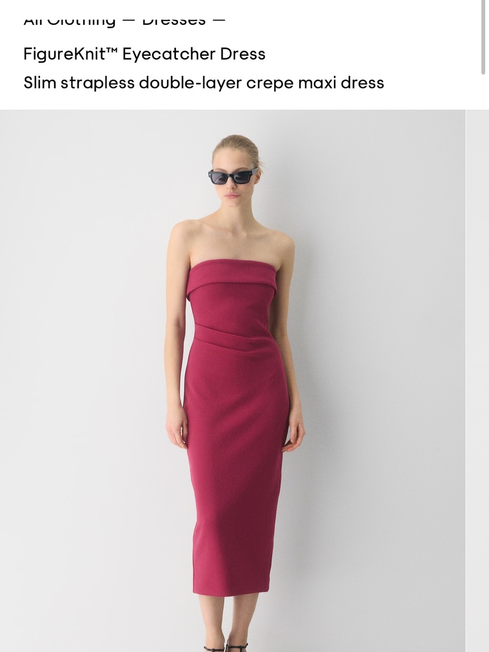 Aritzia Strapless Figureknit Maxi Dress in Berry